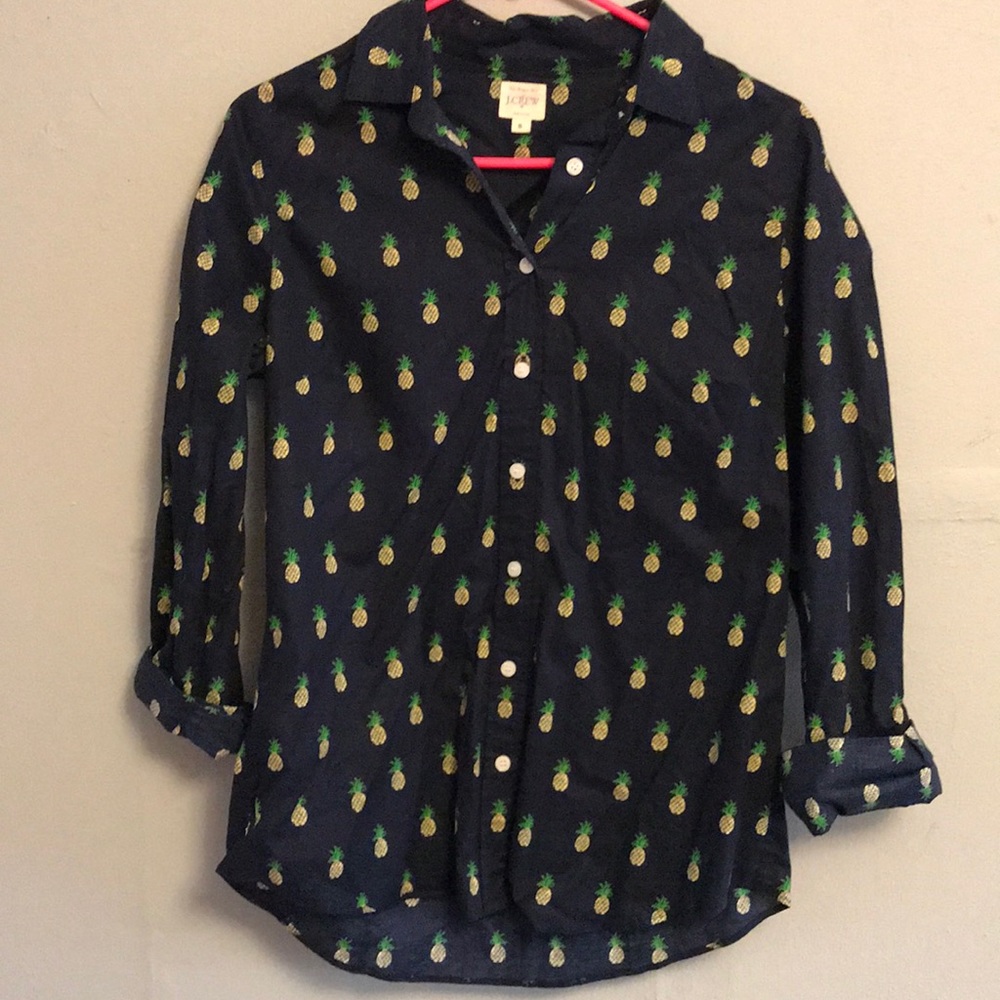 J Crew pineapple navy button down